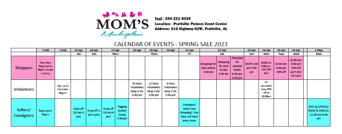 Calendar | Moms Marketplace